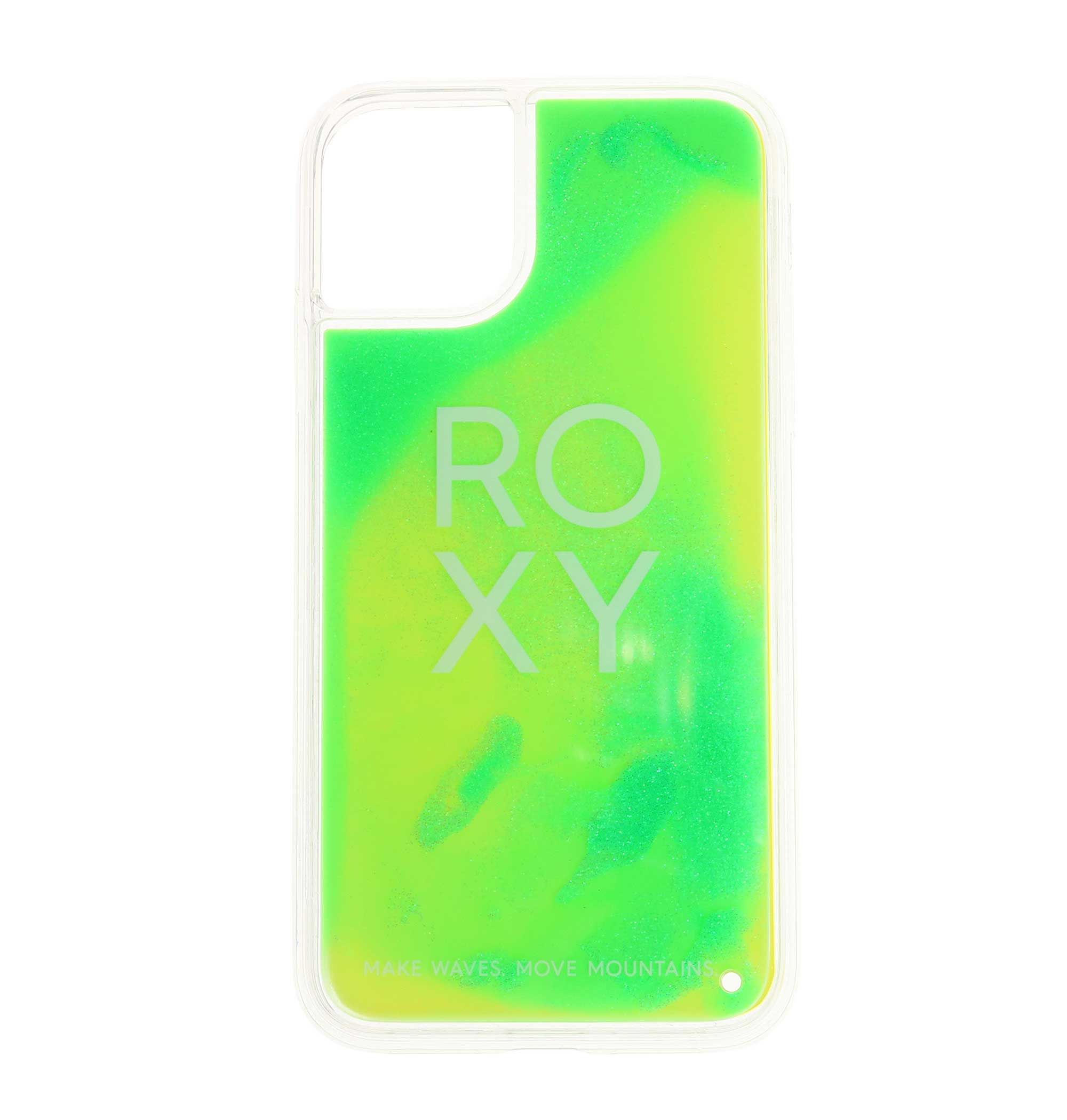 30%OFF！＜Roxy＞RX ネオンサンドＧＬ 傾けるたびに表情を変えるグリーン×イエローのグラデーションが魅力のiPhone11に対応したネオンサンドスマホケース