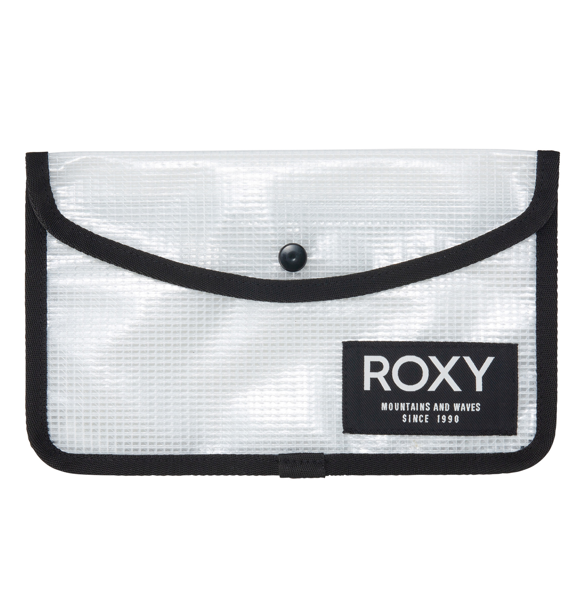 ＜Roxy＞ON THE DOT メッシュとビニールを合わせたミックスPVC素材で、クリアな清涼感を与えてくれるポーチ