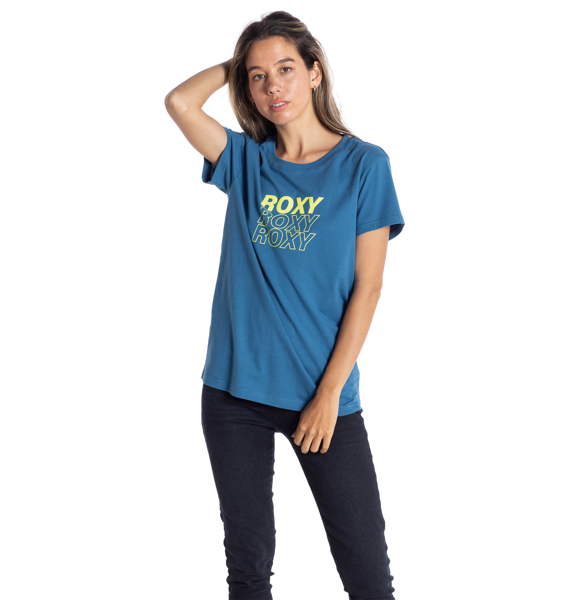 30%OFF！ROXY SCALE ラバープリントのロゴデザインと新鮮なカラーリングがアイキャッチになるTシャツ